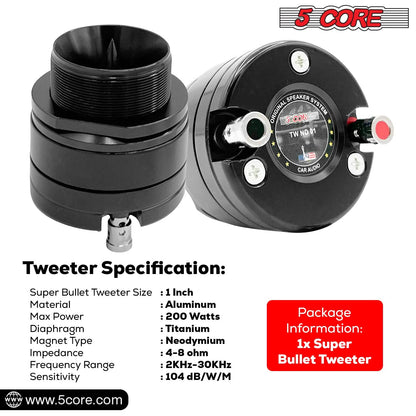 5 Core Super 200W Max 4Ohm Neodymium Magnet Titanium