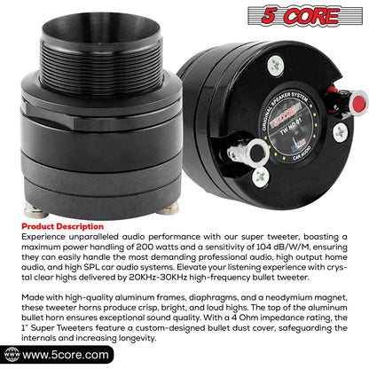 5 Core Super 200W Max 4Ohm Neodymium Magnet Titanium